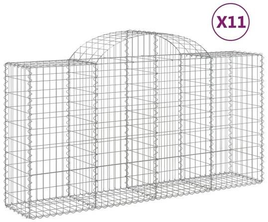 Petrashop  Klenuté gabionové koše 11ks 200x50x100/120cm pozinkované železo Stříbrná3146329