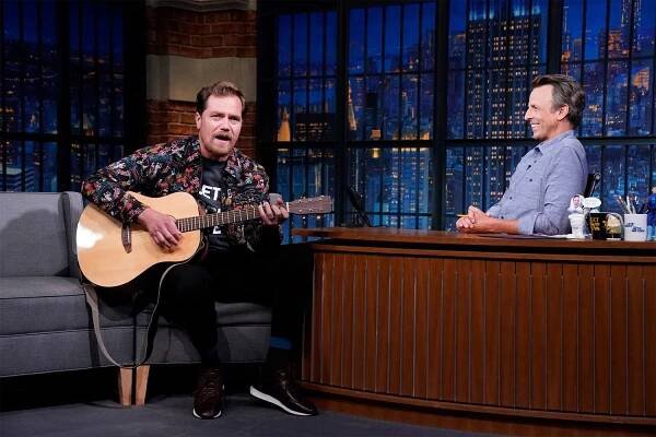 Michael Shannon plays the first song he ever wrote for Seth Meyers — and it's about armadillos
