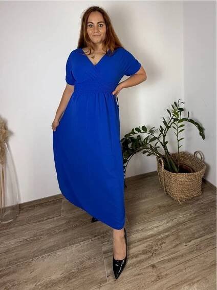 Šaty dlouhé elegantní letní krátký rukáv dámské nadrozměr ASTRA (42/44/46 ONE SIZE) ITALSKÁ MÓDA IM425422/DUR