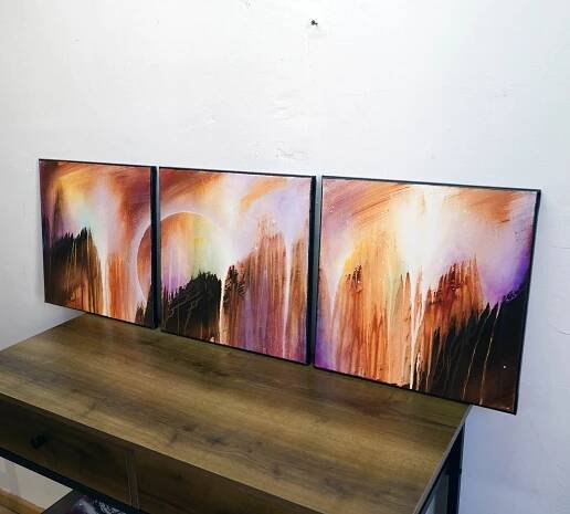 Triptych Modoro 6 par l'artiste Anthony Chambaud (2022) : Peinture abstraite