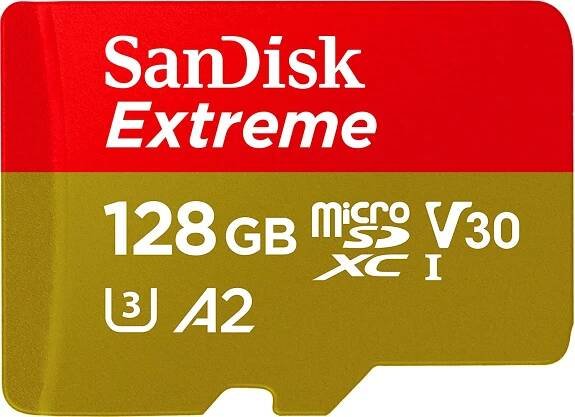 128GB SanDisk Extreme V30 U3 micro SD karta 160MB