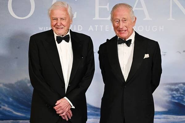 David Attenborough and King Charles III attend the "Ocean With David Attenborough" World Premiere