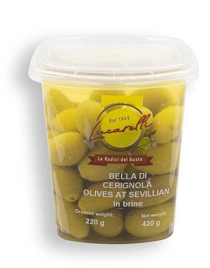 Apulské zelené Olivy s peckou - Bella di Cerignola (420g)