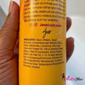 Image of the ingredient label of the Jessicurl Gentle Lather Shampoo.