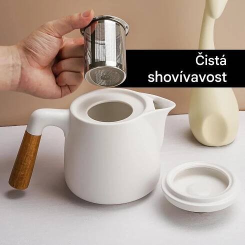 Keramická čajová souprava Miamio pro 4 osoby - bílá - YUMMA