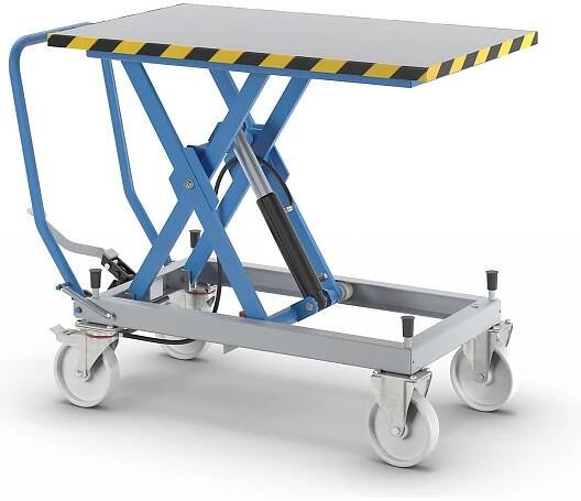 Nůžkový zvedací stolový vozík – eurokraft pro nosnost 500 kg, ruční zdvih
