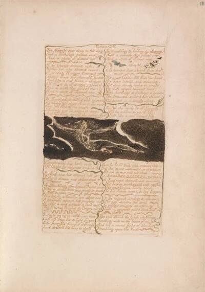 První kniha Urizena, talíř 16, dvě nozdry ohnuté dolů do hloubky ... (Bentley 13) od William Blake