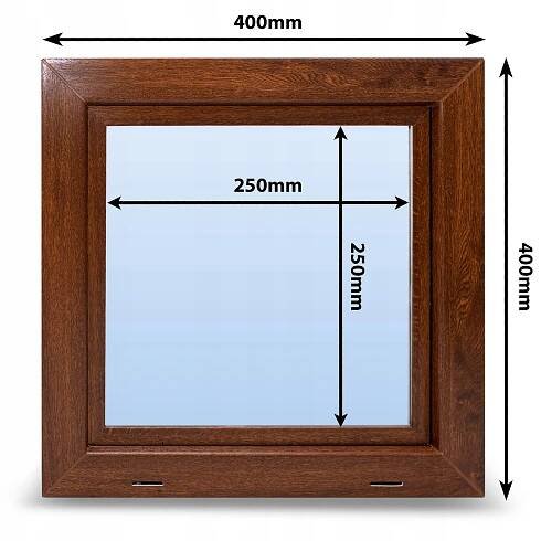 PVC OKNO 40x40 HOSPODÁŘSKÉ SKLEPNÍ GARÁŽOVÉ VÝKLOPNÉ 400x400 ZLATÝ DUB Kód výrobce Okno Ekonomiczne 40x40 Złoty Dąb