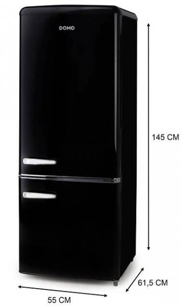 Retro lednice s mrazákem dole - černá - DOMO DO91706R, Objem chladničky: 147 l, Objem mrazáku: 44 l, Třída: D | Luskni.cz