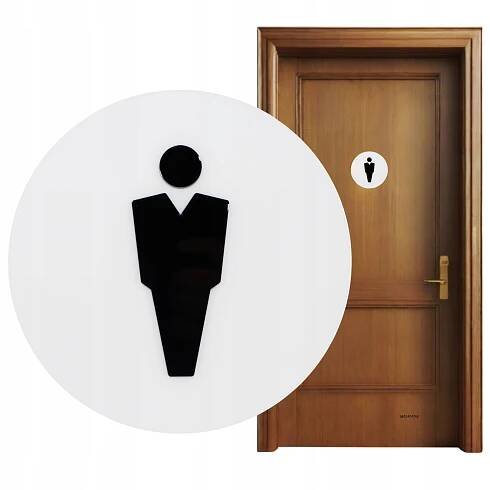 CEDULKA TOALETA WC PIKTOGRAM MUŽSKÉ OZNAČENÍ NA DVEŘÍCH BÍLÁ 14 CM