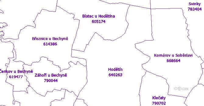 Katastrální mapa Hodětín