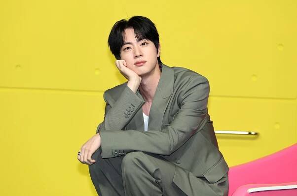 Jin of BTS on April 15, 2025 in Seoul, South Korea.