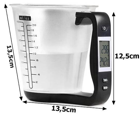 Verk 07242 Digitální kuchyňská odměrka 1kg/1g, černá Materiál syntetický materiál