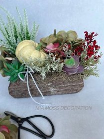 Truhlík zelený Podzimní dekorace - dřevěná bedýnka