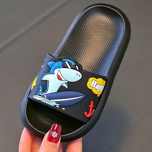   shark slides fun cartoon eva slippers for boys girls soft   indoor outdoor use   beach bathroom or casual play   bathroom slippers     slippers eva   Product details 4