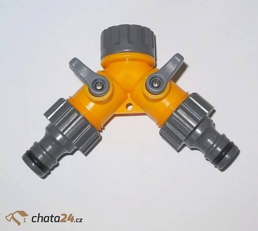 Rozdvojka s ventily pro 2 rychlospojky 3/4" - plast | Chata24.cz