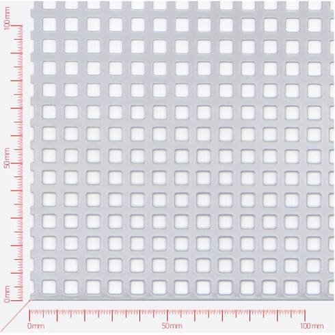 Děrovaný plech; děrování čtvercové řadové; otvor 5,0mm; rozteč 8,0mm