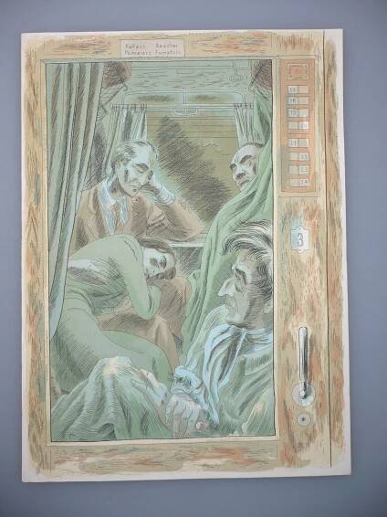 Cyril Bouda (1901 - 1984) - Kuřácké kupé - Litografie, signovaná grafika