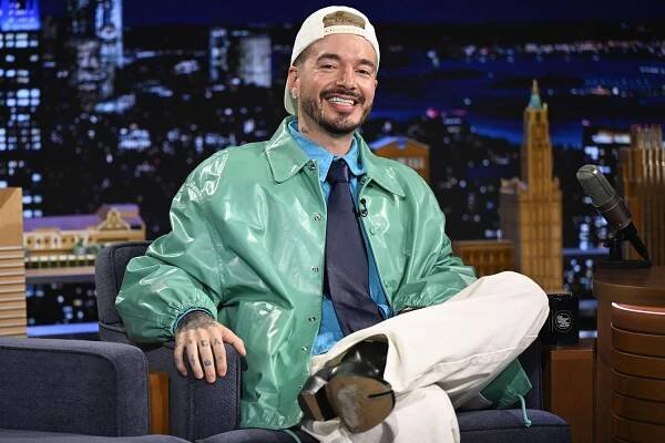 J Balvin during an interview on The Tonight Show Starring Jimmy Fallon