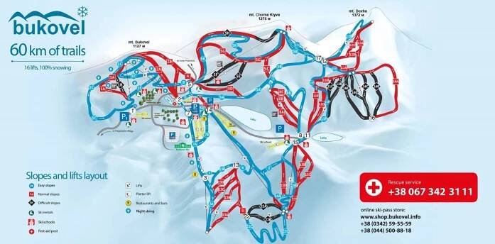 Bukovel - mapa sjezdovek
