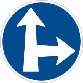 Dopravní značka - C2d - Přikázaný směr jízdy přímo a vpravo