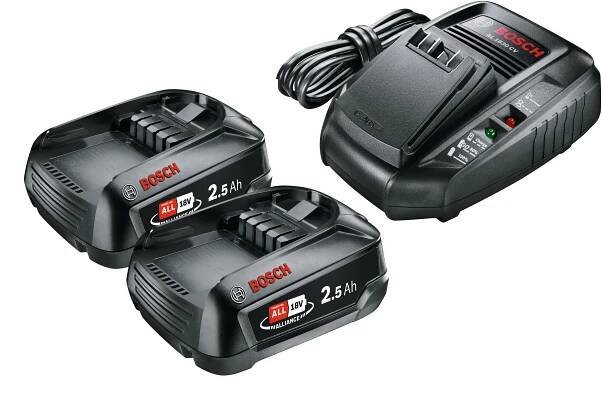 Startovací sada Bosch 18 V 2×2,5 Ah + AL 1830 CV