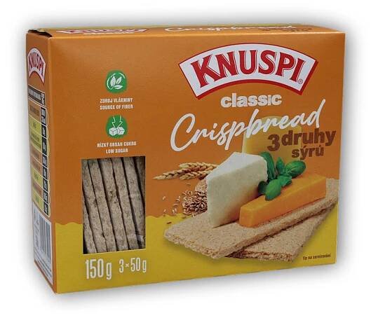 Knuspi Crispbred 3 druhy sýra 150g | www.fitsport-jt.cz