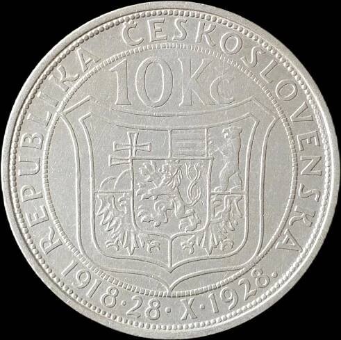 Československo - 10 koruna 1928 T. G. Masaryk - stříbrná mince