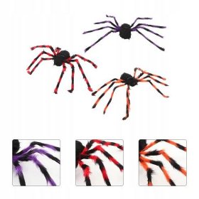 Plyšový plyšový velký pavouk Halloween Dekor 3 ks Stav balení bez obalu
