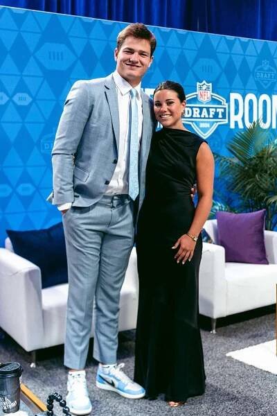 Drake Maye and Ann Michael Hudson attend the 2024 NFL Draft.