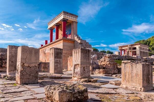 View at the ruins of the famous Minoan palace of Knossos
