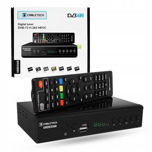 Tuner dekodér pozemní TV DVB-T2 H.265 HEVC od společnosti Cabletech model URZ0336B
