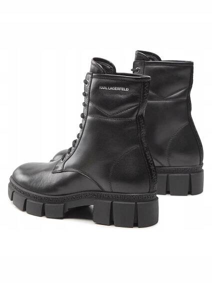 KARL LAGERFELD Kotníkové Boty KL43250 Black Lthr Výška nad kotník