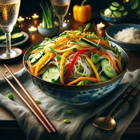 Zeleninový salát s rýžovými nudlemi - Dieta při chronickém onemocnění ledvin