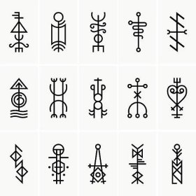 galdrastafir, islandské magické symboly - runy stock ilustrace
