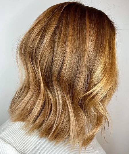 Shoulder-Length Light Golden Brown Cut