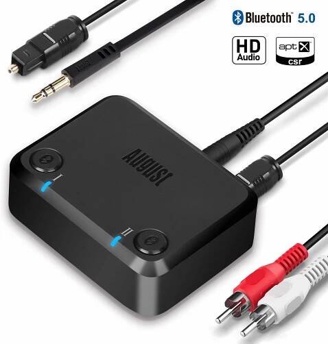 aptX HD Dual Bluetooth Transmitter for TV - Low Latency, Optical and 3.5mm Double Headphone Adaptor