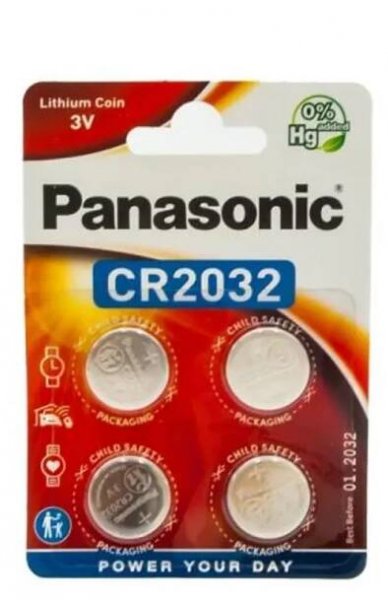 Panasonic CR-2032EL/4B, Baterie na jedno použití, CR2032, Lithium, 3 V, 4 kusů, 220 mAh
