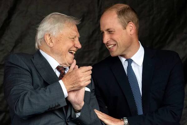 Prince William, Duke of Cambridge and Sir David Attenborough attend the naming ceremony for The RSS Sir David Attenborough on September 26, 2019