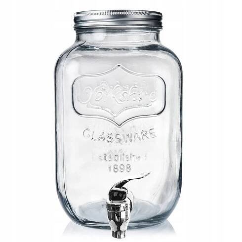 Sklenice s kohoutkem a kohoutkem, dávkovač nápojů, vody, limonády, nápoje, 4 l Materiál provedení sklo