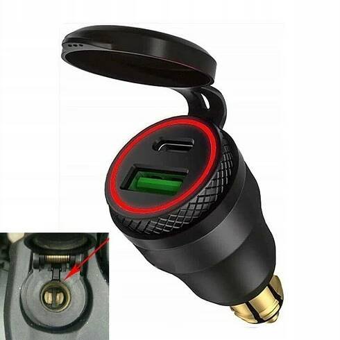 PD 3.0 USB C adaptér pro BMW motocykl DIN Hella EU