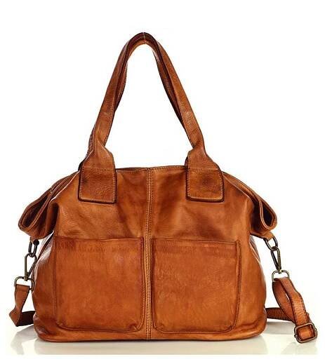 Kožená kabelka shopper bag shopperka leather - MARCO MAZZINI camel