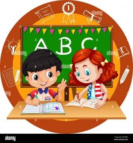 Doing homework with friends Stock Vector Images - Alamy