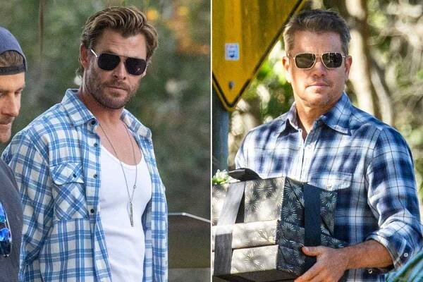 Chris Hemsworth and Matt Damon Have Beachside Lunch with Wives Elsa Pataky and Luciana Barroso