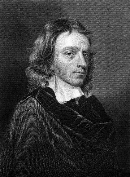 Engraving of John Milton in black and white