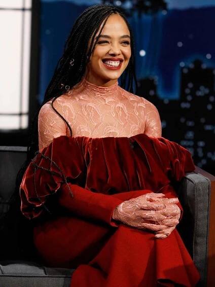Tessa Thompson on 'Jimmy Kimmel Live!' in 2021.