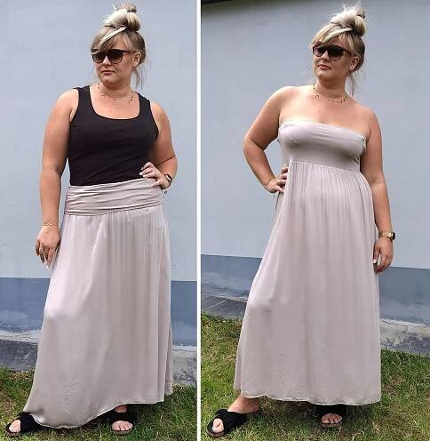Fashionweek Dlouhá letní sukně ze vzdušného materiálu PLUS SIZE XXL 2W1 MF266 PLUS SIZE