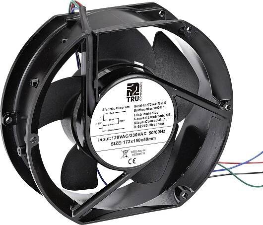 TRU COMPONENTS TC-NA17050-D axiální ventilátor, 230 V/AC, 120 V/AC, 310 m3/h, (d x š x v) 172 x 150 x 50 mm, TC-12774668