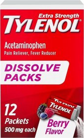 Tylenol Extra Strength Dissolve Packs with Acetaminophen, Berry, 12 Ct