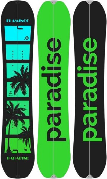 The Paradise FLAMINGO SPLITBOARD in the 161cm length with two different base colours.